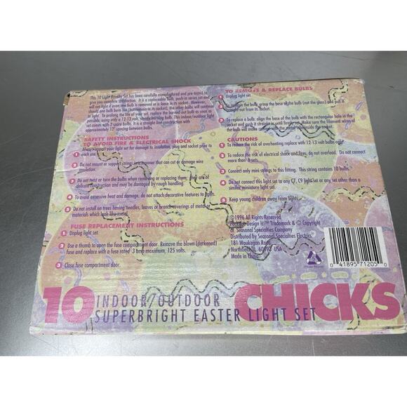 Vintage Yellow Chick Blow Mold String Lights Easter In Box New - Picture 2 of 3